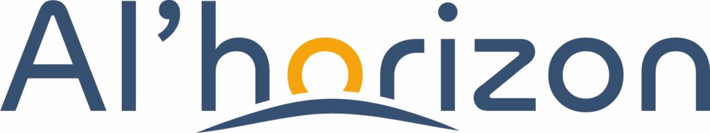 logo de l'entreprise Al'horizon une cliente de Parsemée, avec un soleil jaune pour le O